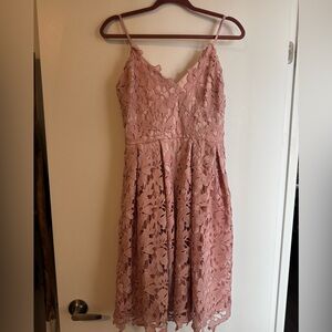 Design Lab Lord & Taylor Blush Lace Midi Dress